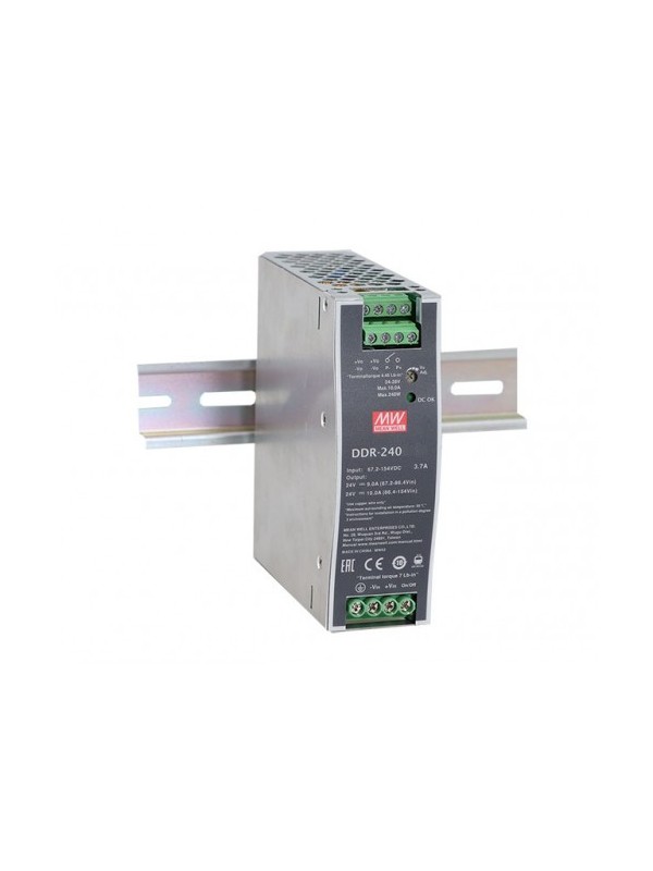 DDR-240D-24 przetwornica DC/DC na szynę DIN 240W 67.2~154V-24V 10A DDR-240D-24 przetwornica DC/DC na szynę DIN 240W 67.2~154V-24V 10A