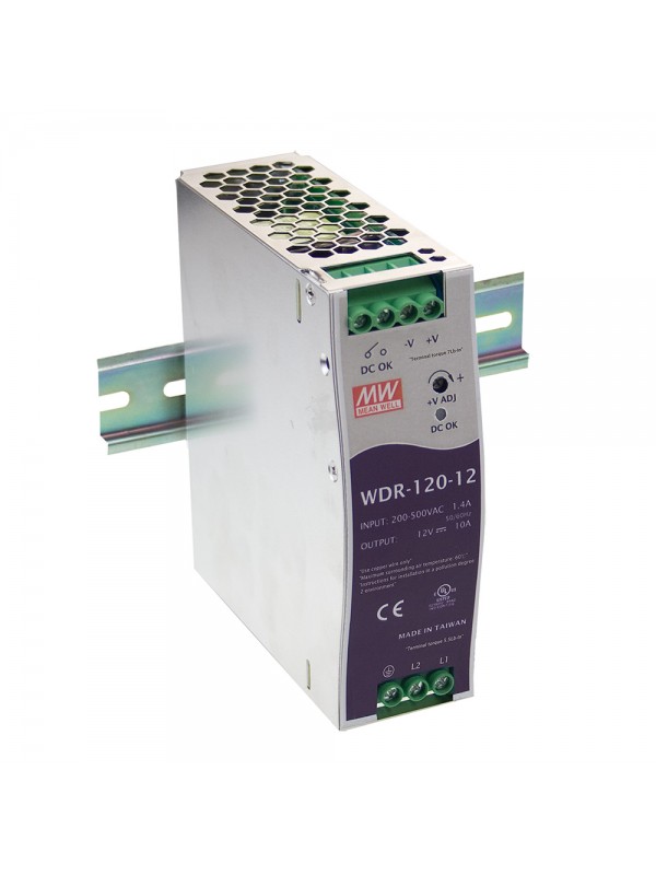 WDR-120-12 Zasilacz na szynę DIN 120W 12V 10A WDR-120-12 Zasilacz na szynę DIN 120W 12V 10A