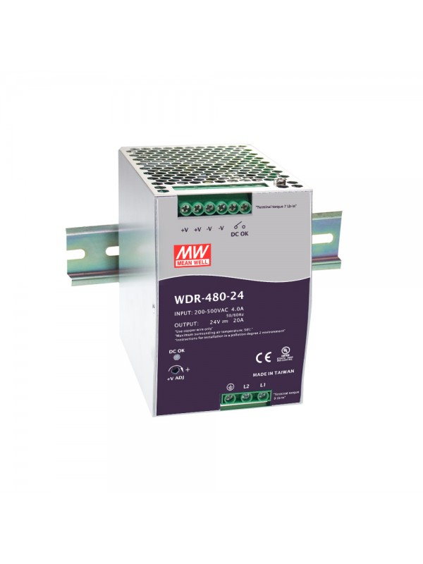 WDR-480-24 Zasilacz na szynę DIN 480W 24V 20A WDR-480-24 Zasilacz na szynę DIN 480W 24V 20A